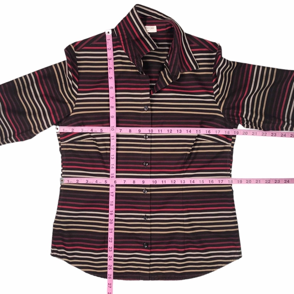🎈SALE Coldwater Creek Classic Striped Blouse Size S No Iron Fitted Autumn Fall - Picture 11 of 15